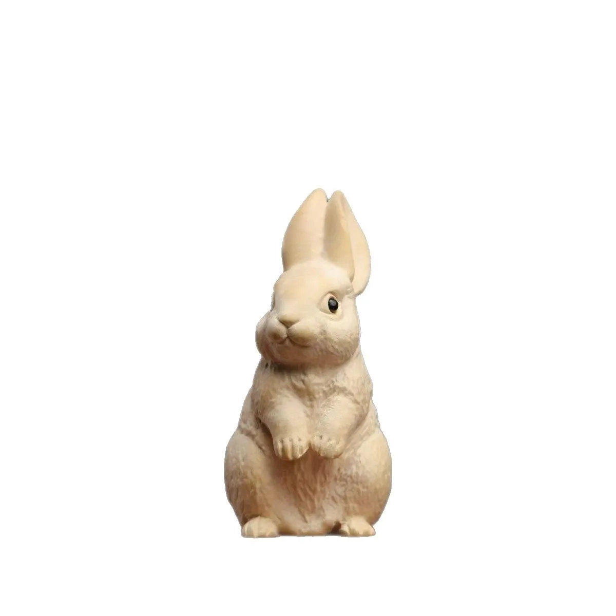 Solid Boxwood Carving Lovely Bunny Ornament, Handmade Chinese Zodiac Statue, Pocket Hand Grip, Tabletop Display Craft Present