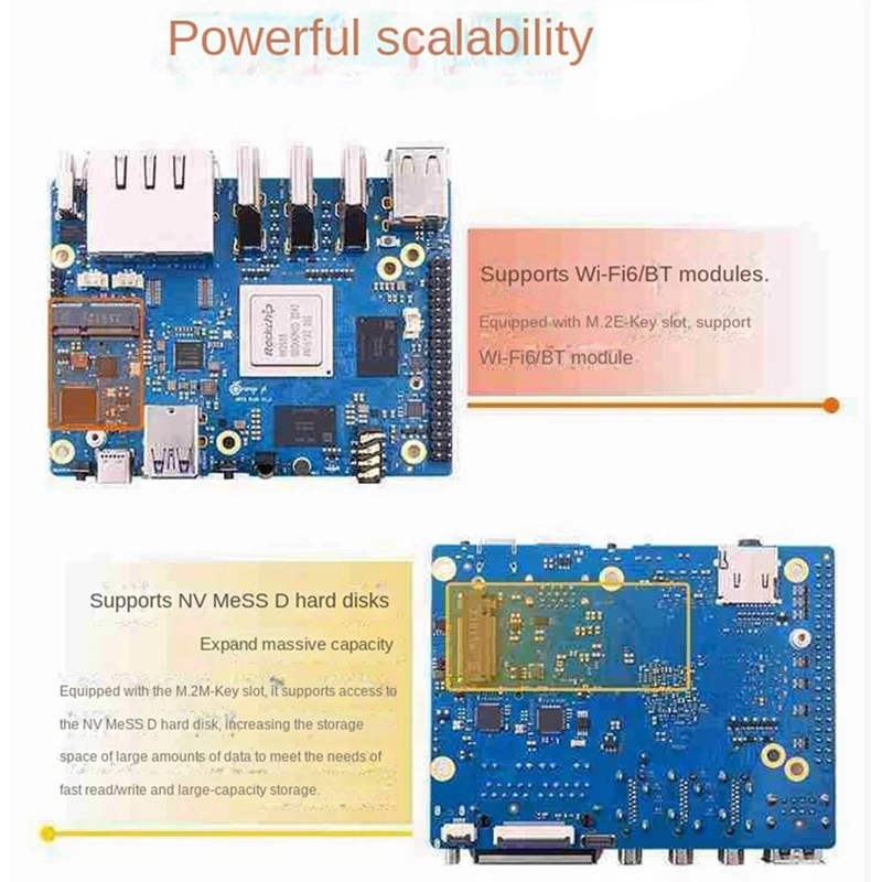 For Orange Pi 5 Plus 16GB RAM RK3588 Octa-Core 2.5G Dual Network Port With PCIE Expansion Board With Accessories Durable US Plug