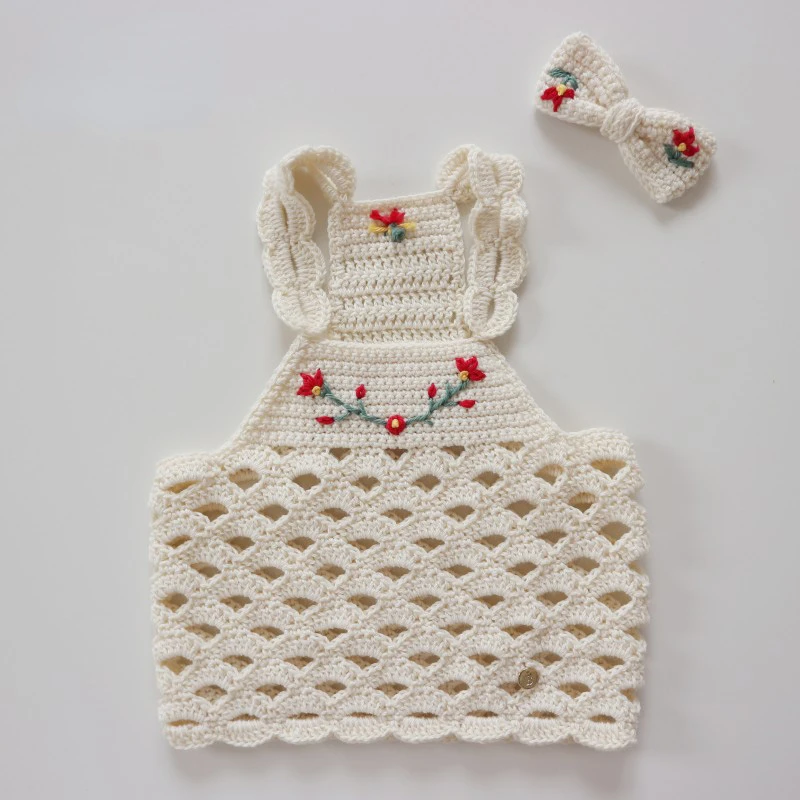 INS Cat and Dog Knitting Vest Handmade Fish Scale Wavy Texture Small Flower Vine Pet Sweater Cute Small Sling Winter Warmth