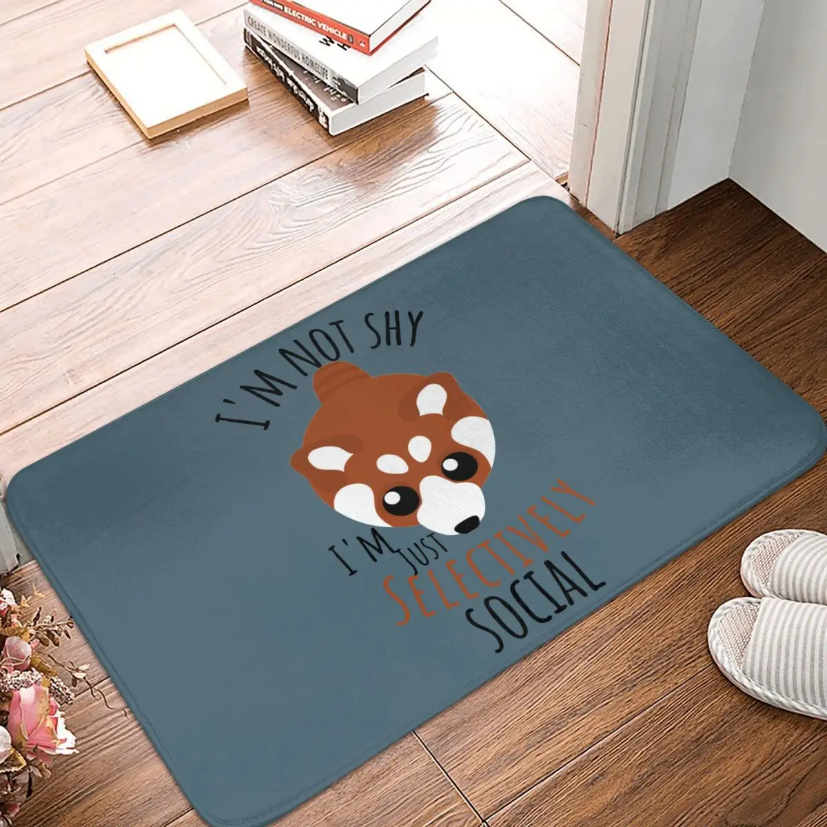 Selectively Social Anti-Slip Doormat Kitchen MatShy Red Panda Balcony Carpet Entrance Door Rug Bedroom Decor