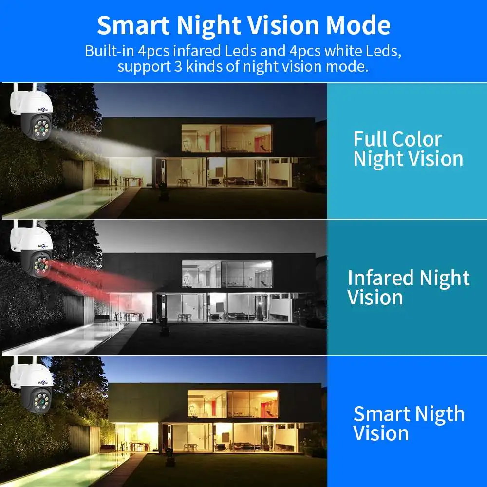 Imagem -06 - Câmera ip Hiseeu-ptz para Segurança Externa Detecção Humana ai Câmeras de Vigilância por Vídeo sem Fio Wifi Cctv Icsee P2p 3mp 5mp H.265x