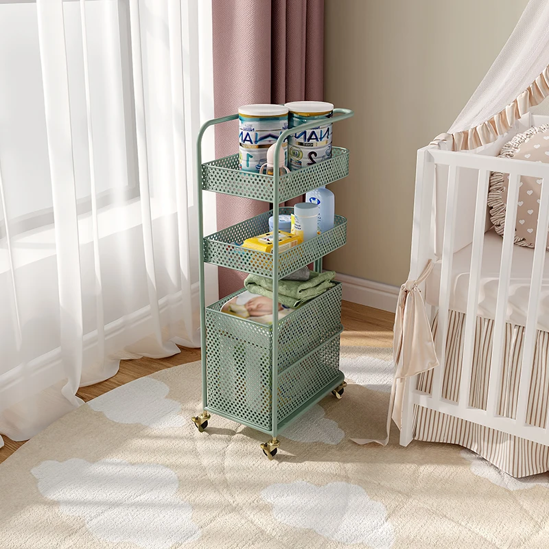 zq Baby Storage Stroller Storage Cart Removable Nursing Trolley Bedside Multi-Layer Storage Rack