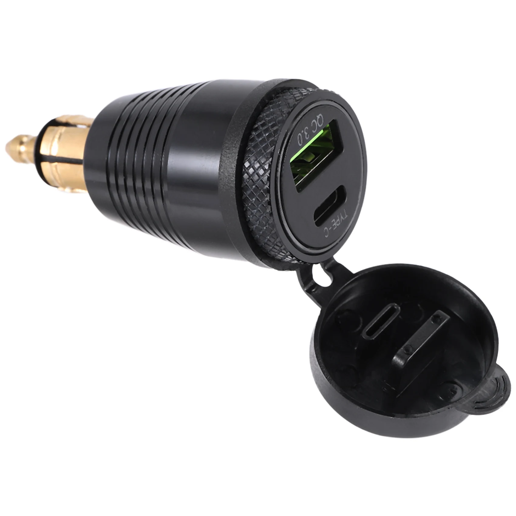 A09E-Motorcycle DIN Plug Waterproof To QC3.0 USB & Type C 30W Power Delivery Adapter Socket