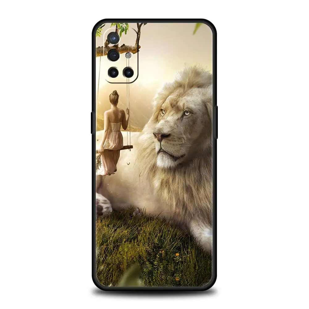 Animal Tiger Lion Phone Case For OnePlus 10 9 8 8T 7 7T Pro 9R 9RT 5G One Plus Nord 2 CE N200 N100 N10 Black Cover Soft Silicone