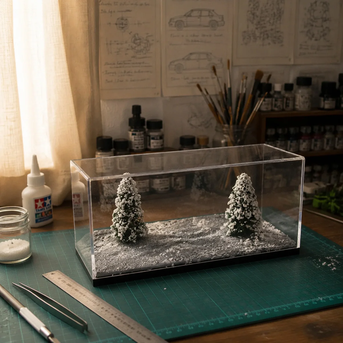 Maßstab 1:64 FourSeasonMiniDiorama Desktop-Mini-Ornament Automodell-Ausstellungsständer Mini-Fotografie-Schreibtischdekoration Sammler-Display – Detail 11