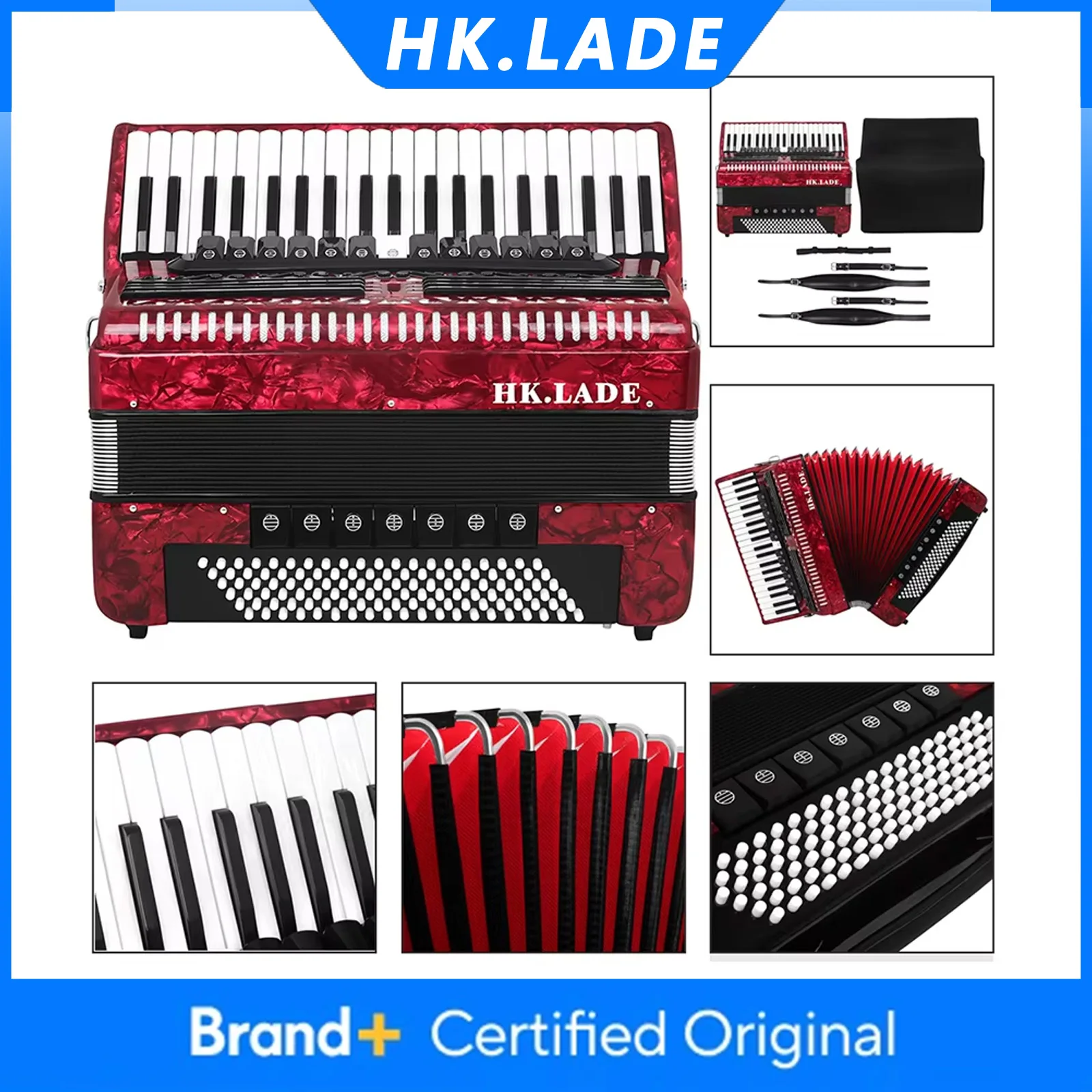 

Аккордеон HK.LADE AH-130, 41 клавиша, 120 басов, многоголосный, с сумкой и ремнем, клавишный инструмент для выступлений и соревнований