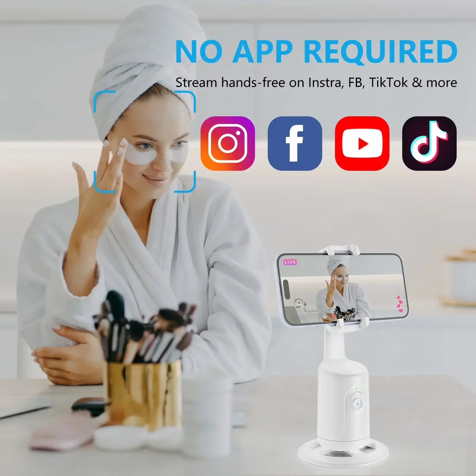 New Mini Selfie Stick Intelligent Ai Automatic Face Tracking Shooting 360 Degree Rotation Follow Live Phone Holder Gimbal