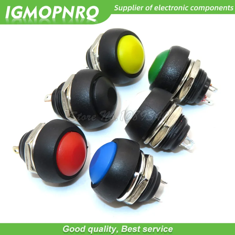 10pcs Black/Red/Green/Yellow/Blue/White 12mm Waterproof Momentary Push button Switch PBS-33B  IGMOPNRQ