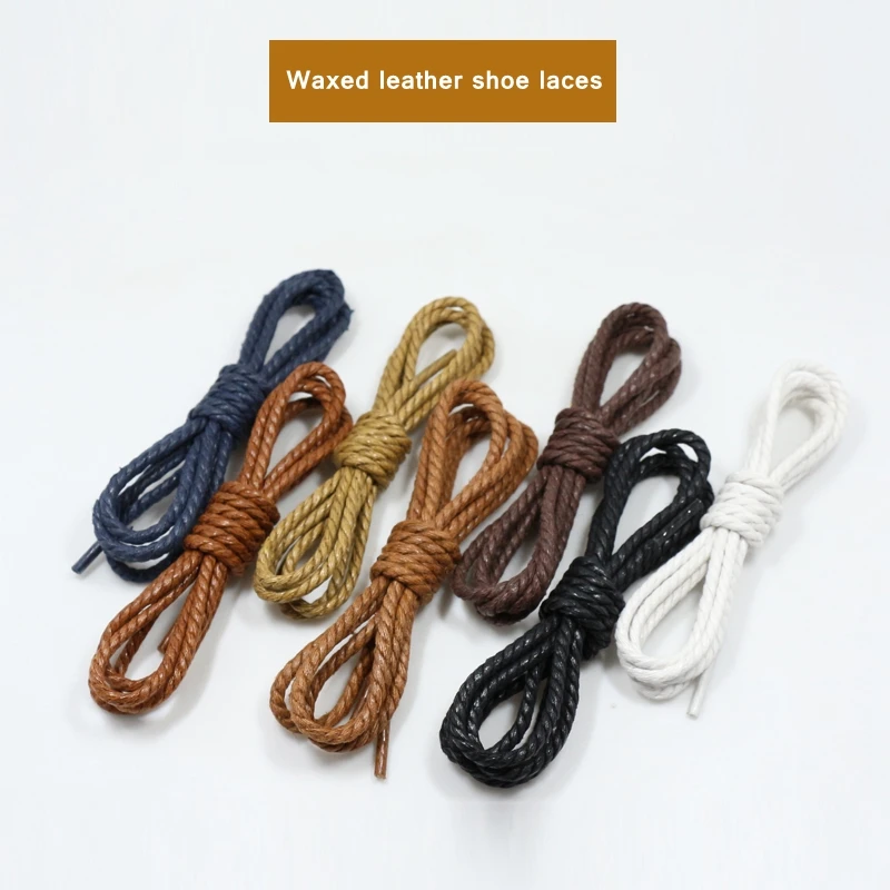 1Pair Shoelce Casual Leather Shoelaces Waxed Round shoe laces Shoestring Sport Shoes Cord Ropes 60/90/120/150CM P-4