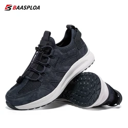 Baasploa Men Casual Sneakers New Mesh Breathable Sport Shoes for Men Lightweight Walking Shoes Non-Slip Outdoor Lace-up Male