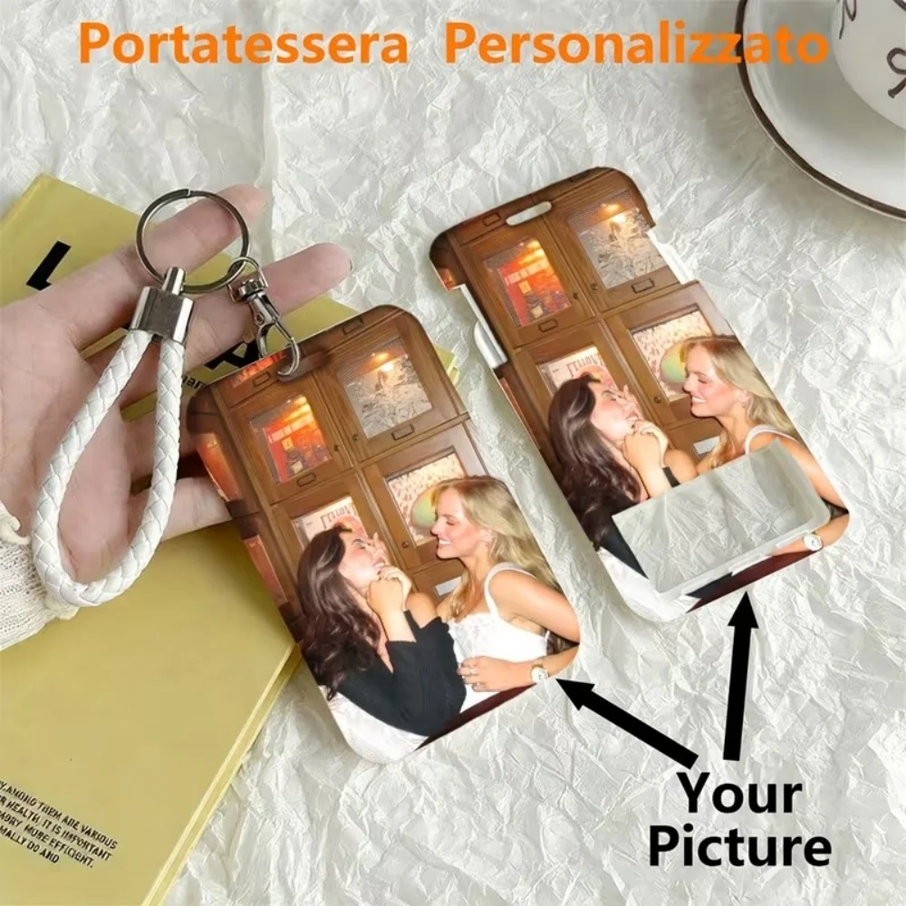 DIY Photos Customization Holiday Gift Bracelet Key Ring Paired With Card Holder Can Be Stored ID ATM Student Work ID Card Cover