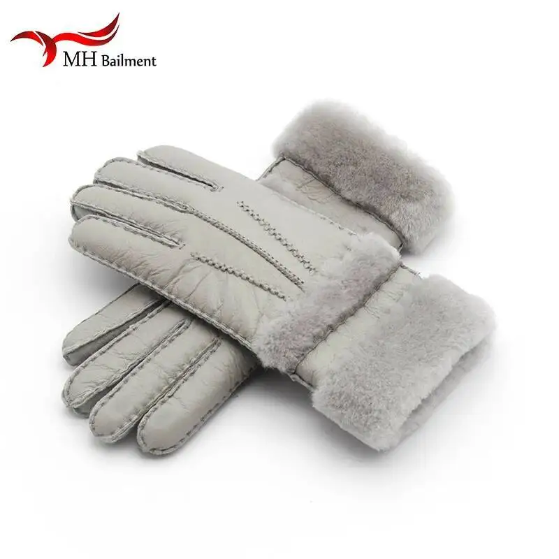

Top Quality Genuine Leather Warm Fur Glove For Women Thermal Winter Fashion Sheepskin Ourdoor Thick Five Finger Gloves G5