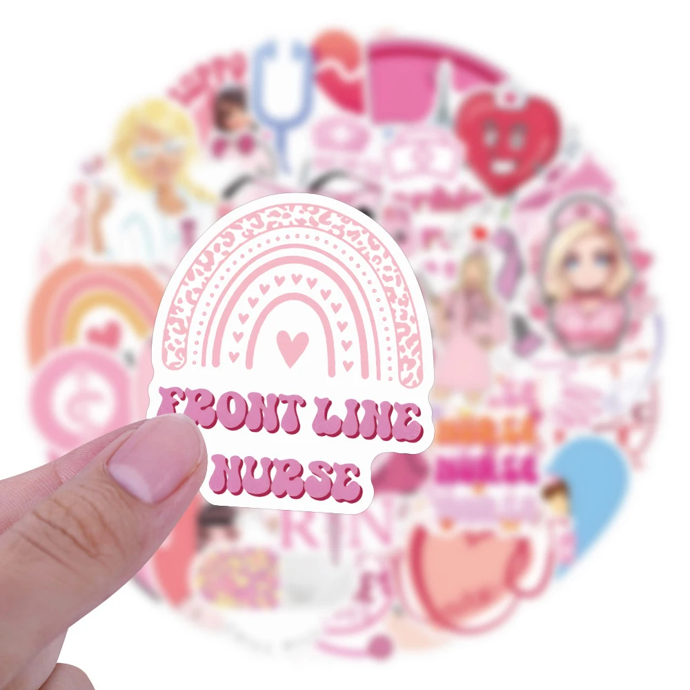 

10/30/50/110pcs Kawaii Pink Nurse Cartoon Stickers Cute Graffiti Decal for Girls Toy Phone Water Bottle Aesthetic Sticker Decor