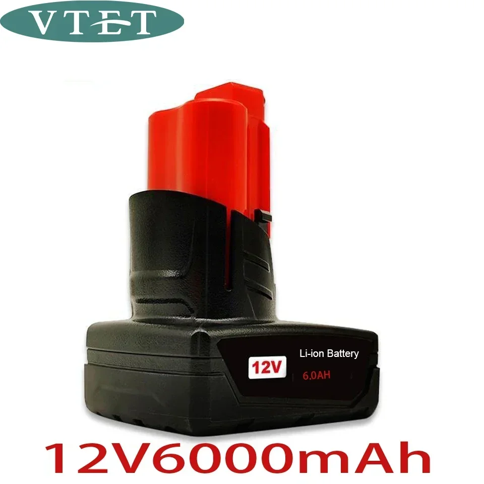 12V 6000mAh Rechargeable Battery for Milwaukee M12 XC Cordless Tool 48-11-2402 48-11-2411 48-11-2401 MIL-12A-L Electric Drill