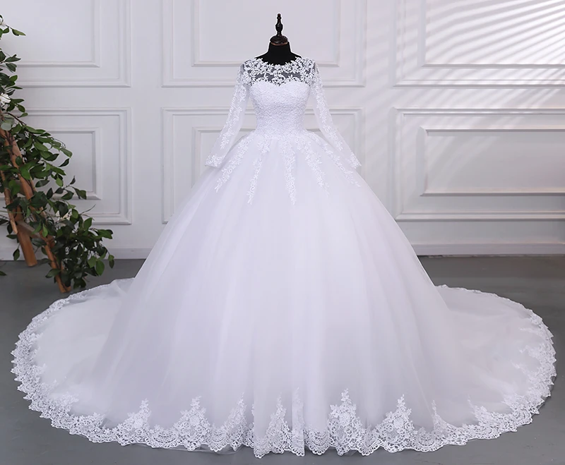 Long Sleeve Wedding Dresses Cheap Wedding Dress Pure White Wedding Dresses With Train Customized Brides Party Dress 2025 New
