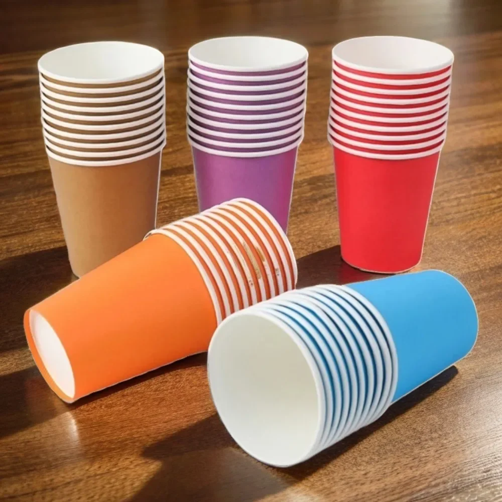 

9 Oz 250 Ml Solid Color Thick Paper Cups Wedding Birthday Party Disposable Tableware With Coffee Cups Material Kitchen Supplies