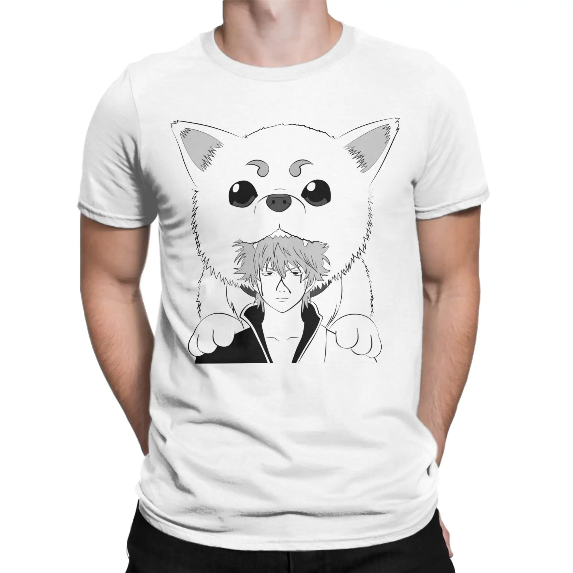 Dog God Sadaharu Gintoki Gintama T Shirts Men Women Pure Cotton Fun T-Shirt Crew Neck  Tee Shirt Short Sleeve Clothes