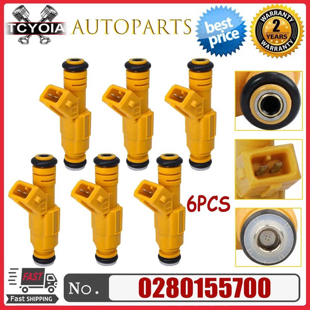 

6pcs/lot Fuel Injectors Fit For Jeep Ford Mercury Grand Cherokee 4.0 EV1 4 Hole Wrangler Comanche 4.0L 0280155710 0280155700