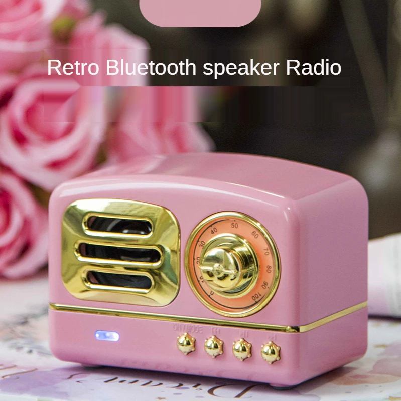 FM Video Retro Bluetooth Speaker FM/AM Radio Portable Creative Gift Wood Grain Subwoofer Plug In Card Mobile Phone Mini Audio