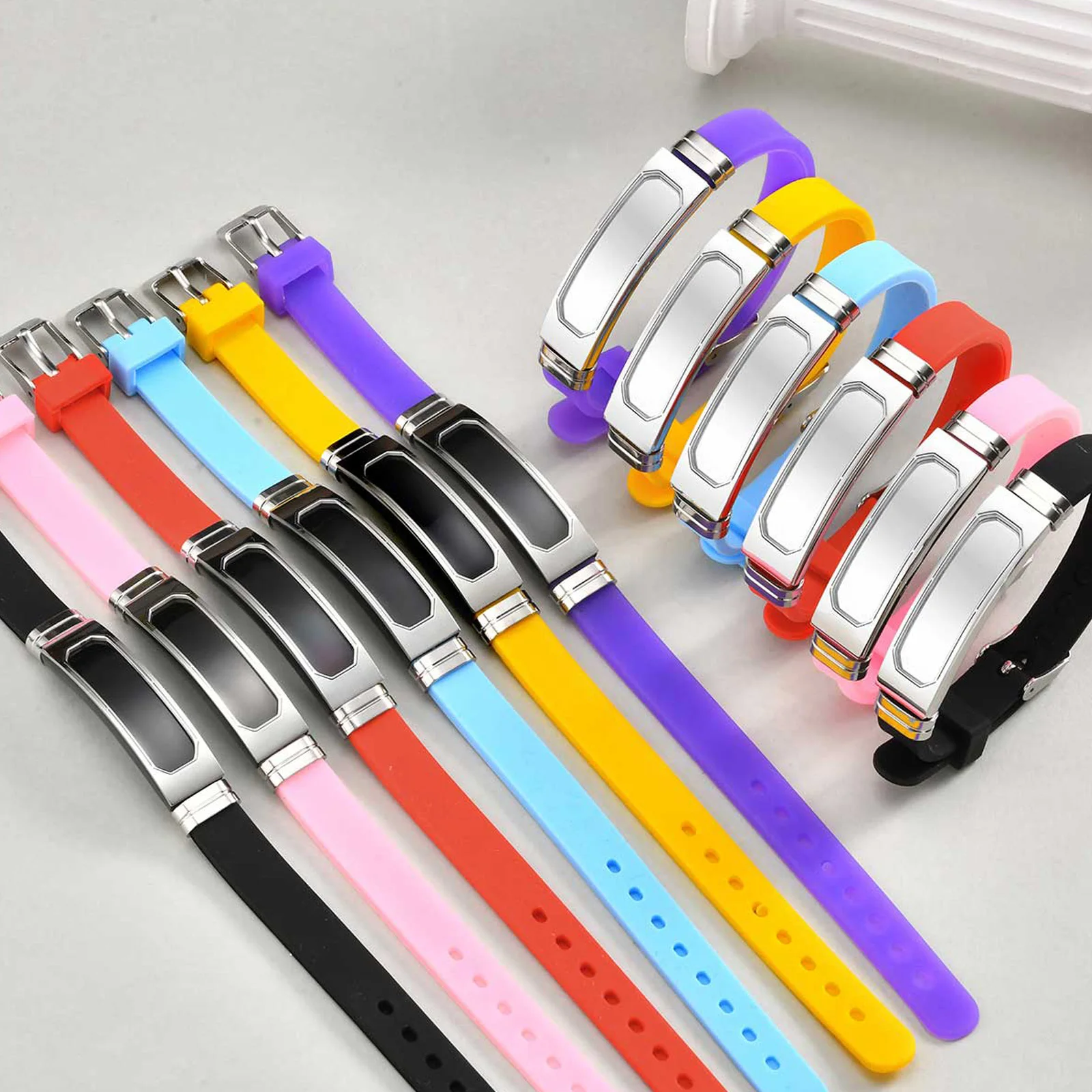 

New Customized Silicone Strap Bracelet for Boys Girls,Waterproof Stainless Steel Teenager Sport Bracelet Gift