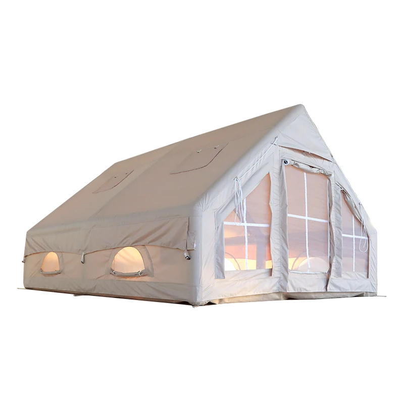 Luxury 12 Square Meter 6 Person Waterproof Breathable Portable Inflatable Family Camping Tent House For Outdoor Hiking