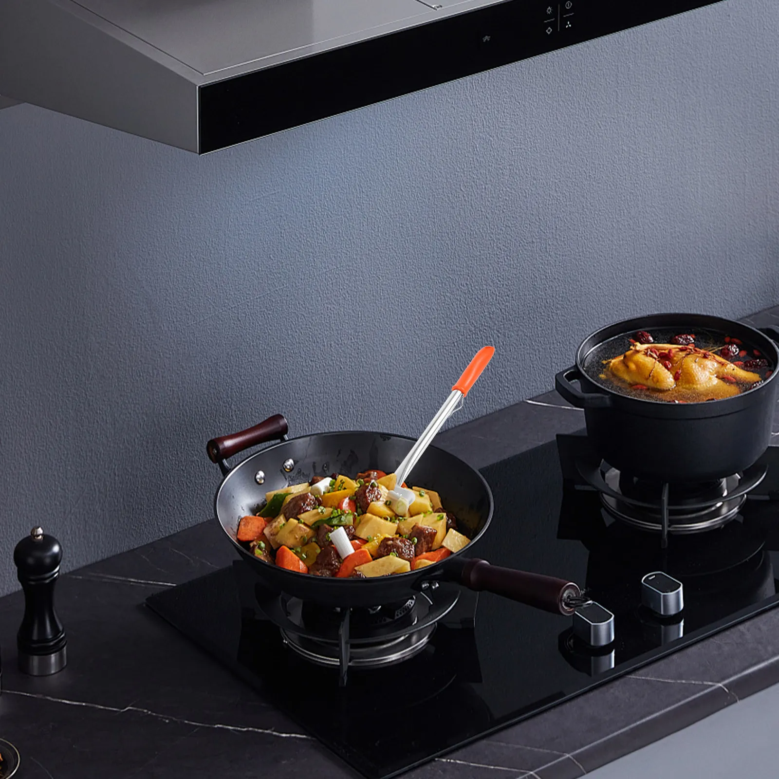 

Кухонная сетчатая ложка-шумовка из нержавеющей стали для снятия жира и остатков пищи при жарке, эффективный кухонный инструмент для слива масла