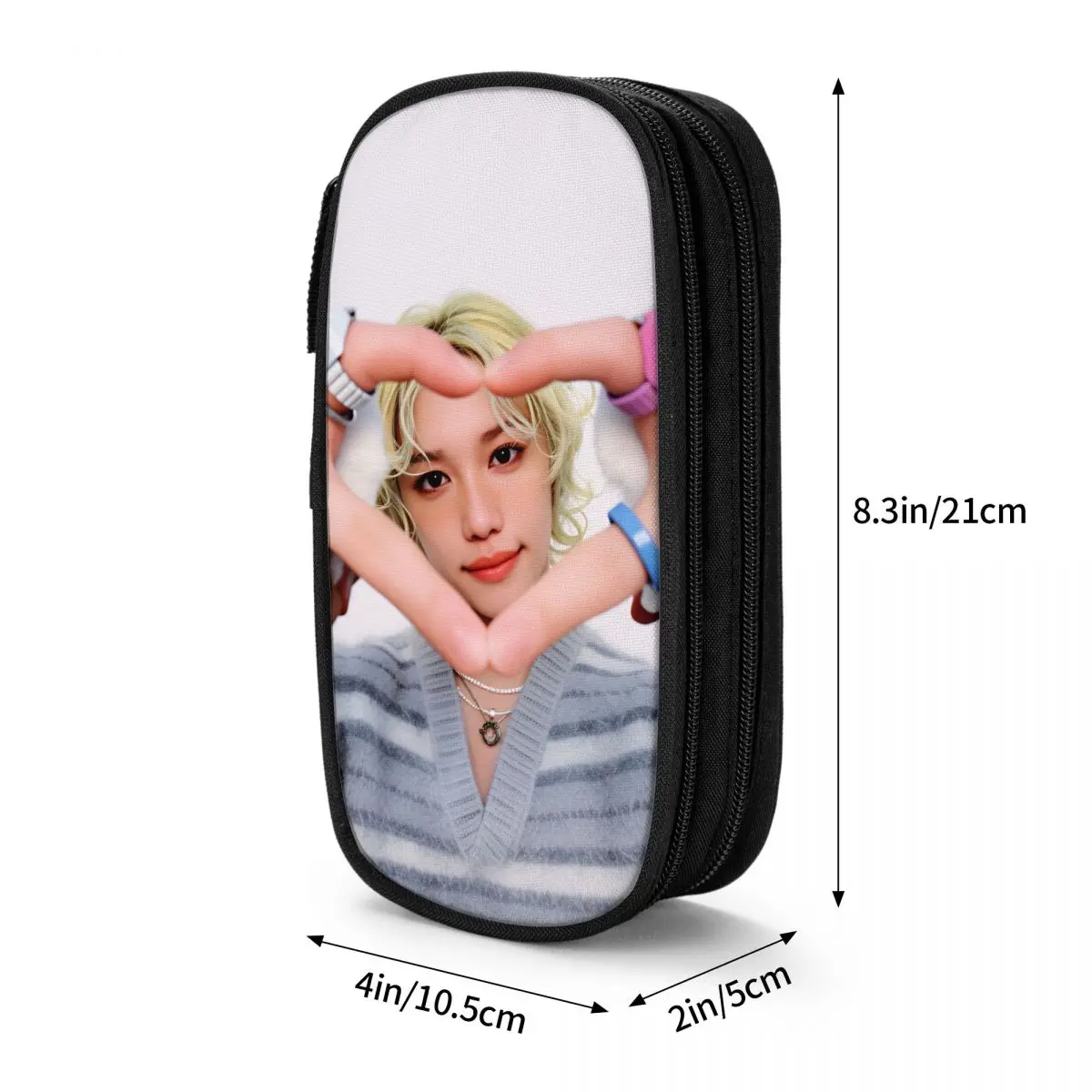 Kpop Singer Pencil Case S-Stray Felix Double Layer Pencil Box Boy Girl University School Pencil Cases Stationery Organizer