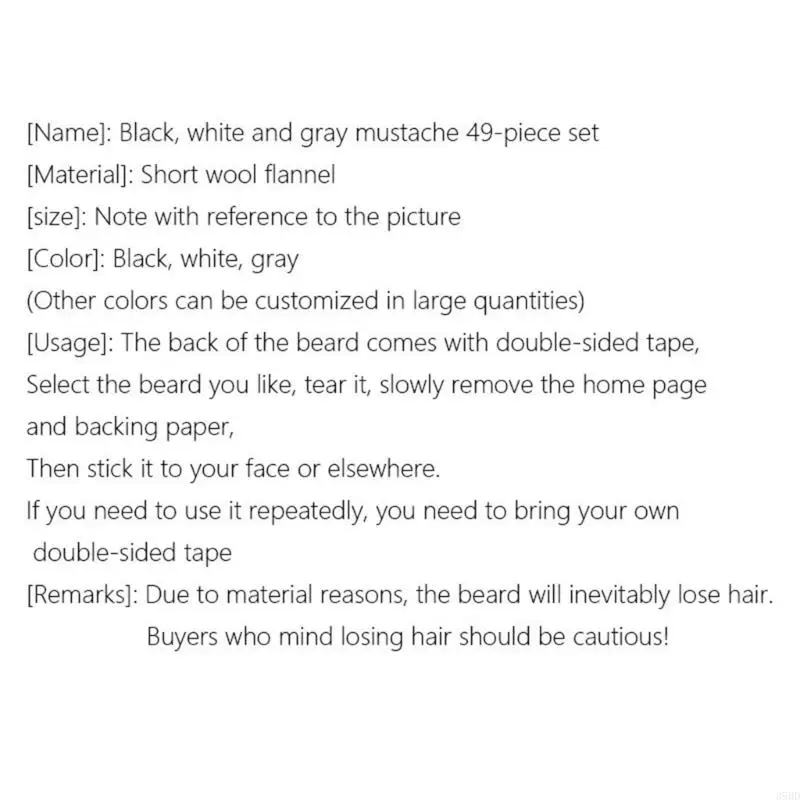 652F Fake Mustache  Adhesive Novelty Fake Mustache,Fake Beard Mustache for Mustache Party Halloween Festival Performances