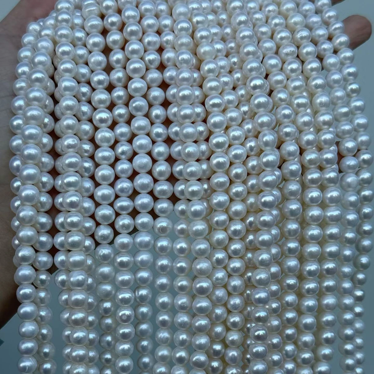 6.5-7.5mm Natural Freshwater Pearl Beads AAA Round Shape Pearl String For Jewelry Making DIY Women Necklace Bracelet Accessories