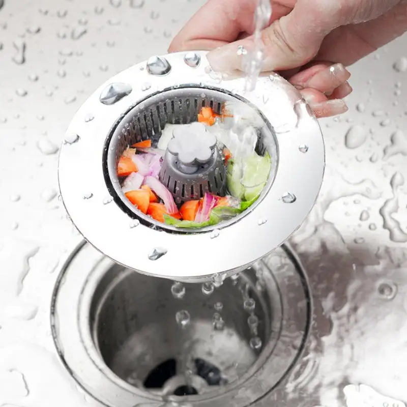 Steel Pop up Sink Drain Strainer Full-hole stainless steel bathroom wash basin hair filter Durable Sink Drain Basket for Home