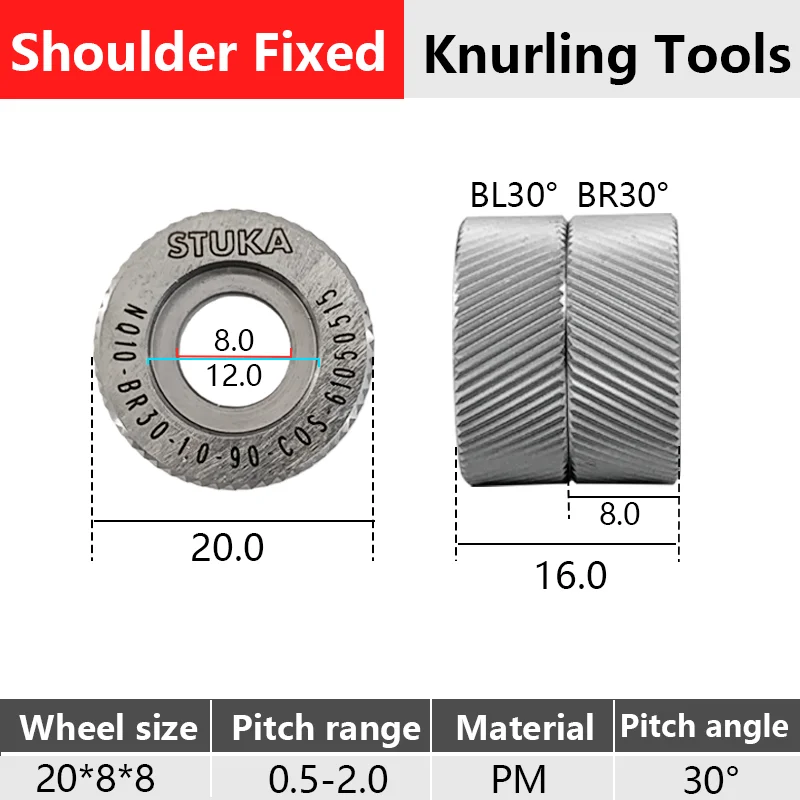 Stuka Dual Form Knurling Wheel 30°Diamond 45°Square pattern For Shoulder Fixed Holder