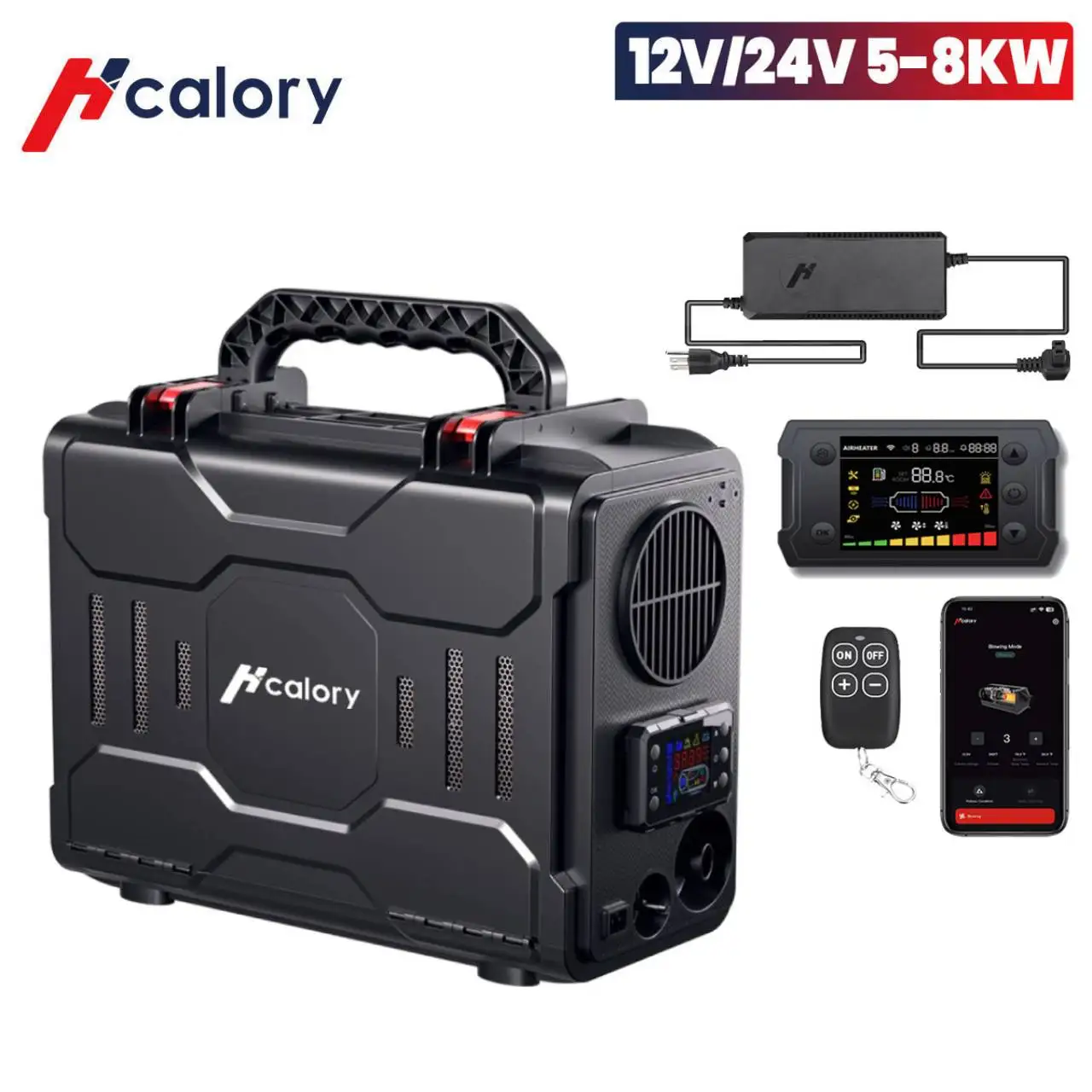 Hcalory 12V Portable Diesel Heater 8KW, Toolbox 1 Diesel Air Heater 5L Fuel Tank All-in-One Parking Heater for Trucks RV Camper