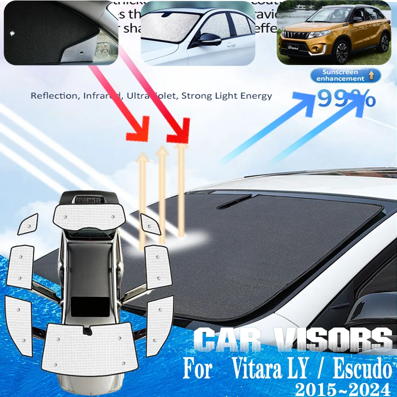 

For Suzuki Vitara 2017 Accessories LY Escudo 2015~2024 Car Anti-UV Sun Visor Front Sun Window Visors Sunshade Covers Accessories