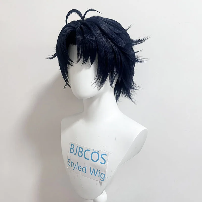 [Styled Wig]Asaba Harumasa Cosplay Wig ZZZ 30cm Short Black Blue Wig Heat Resistant Synthetic Hair Unisex Costumes Anime view 3