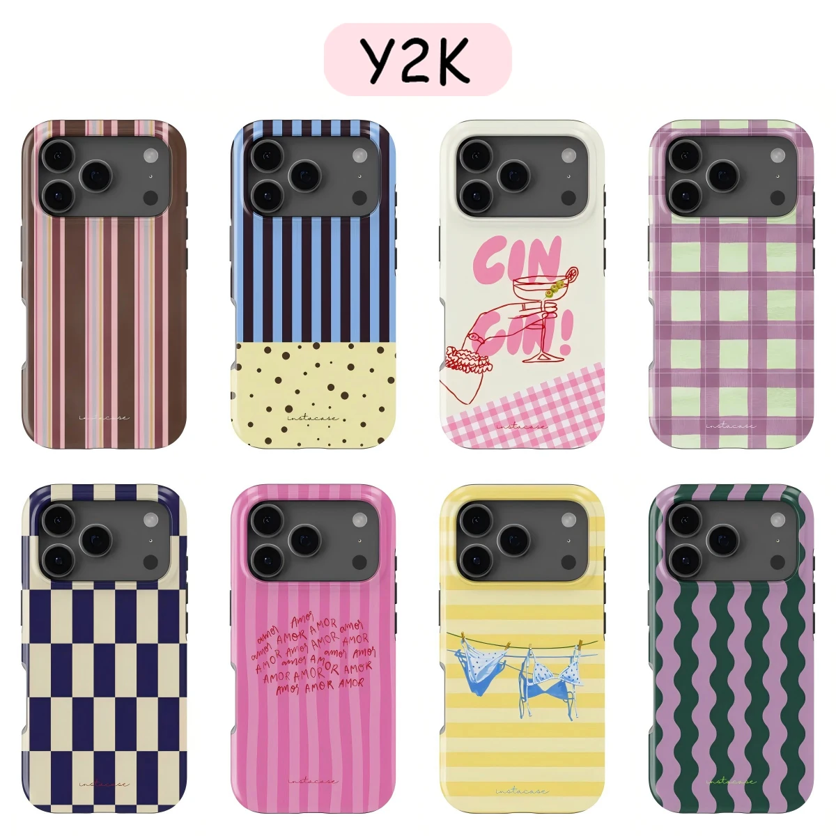 Чехол для телефона Y2K с разноцветными полосками для iPhone 17, 17e, 16e, 16, 15, 14, 13, 12, 11, X, XS, XR, XSMAX, 7, 8, Air, Pro, Max, Plus, двухслойный