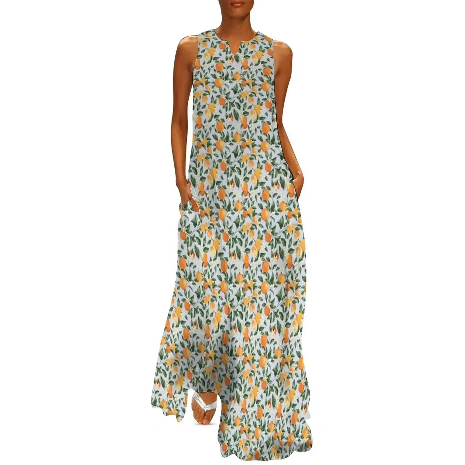 

Orange Blossom - Light Blue Long Dress summer dress women 2025 Women's summer dress women's evening dresses 2025