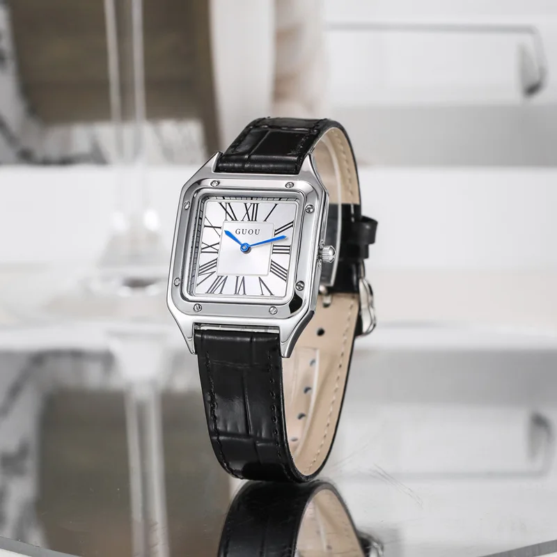 

Elegant Women'S Wristwatch, Square Vintage-Style Quartz Watch With Leather Strap, Women'S Accessory, Trendy Women'S Watch.