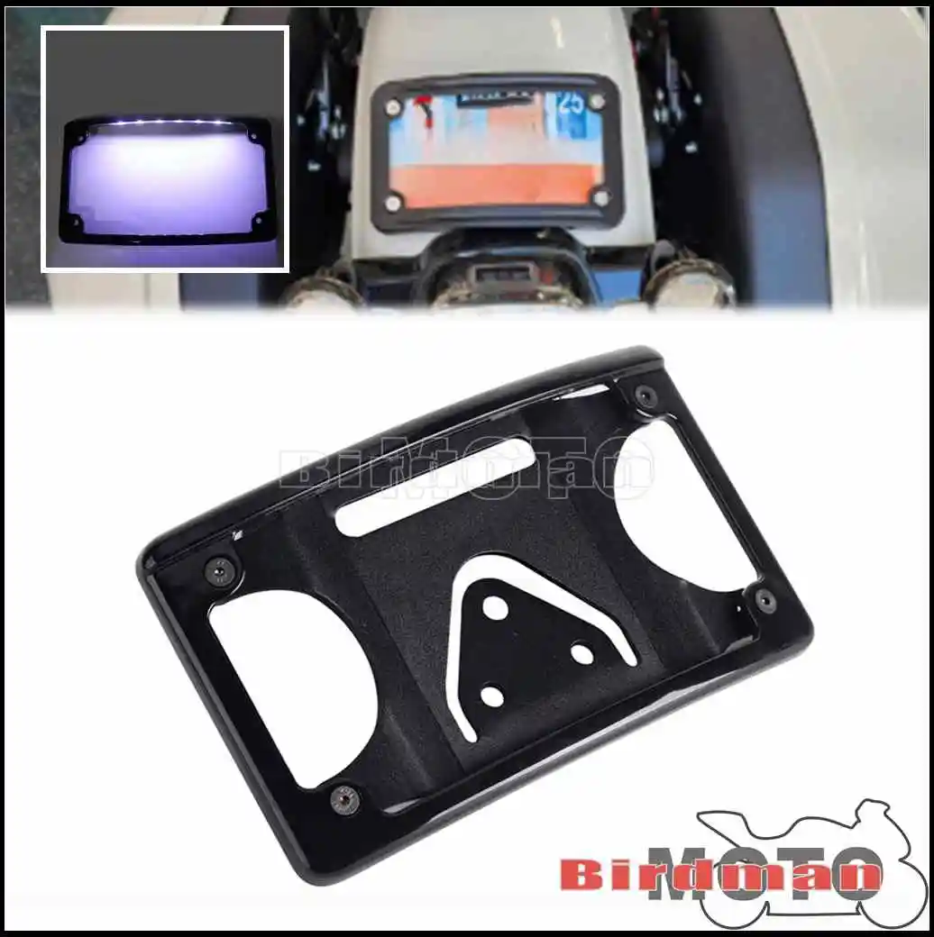 

12° Curve LED License Plate Frame Mount 3-bolt Bracket For Harley XLX XLS XLH 1000 1100 XR1000 XL 1200C 1200L 1200R 50 1984-2011