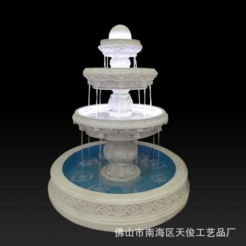 y9.3 European sandstone fountain, hotel interior decoration water fountain, large rockery fish pond flowing water ornament