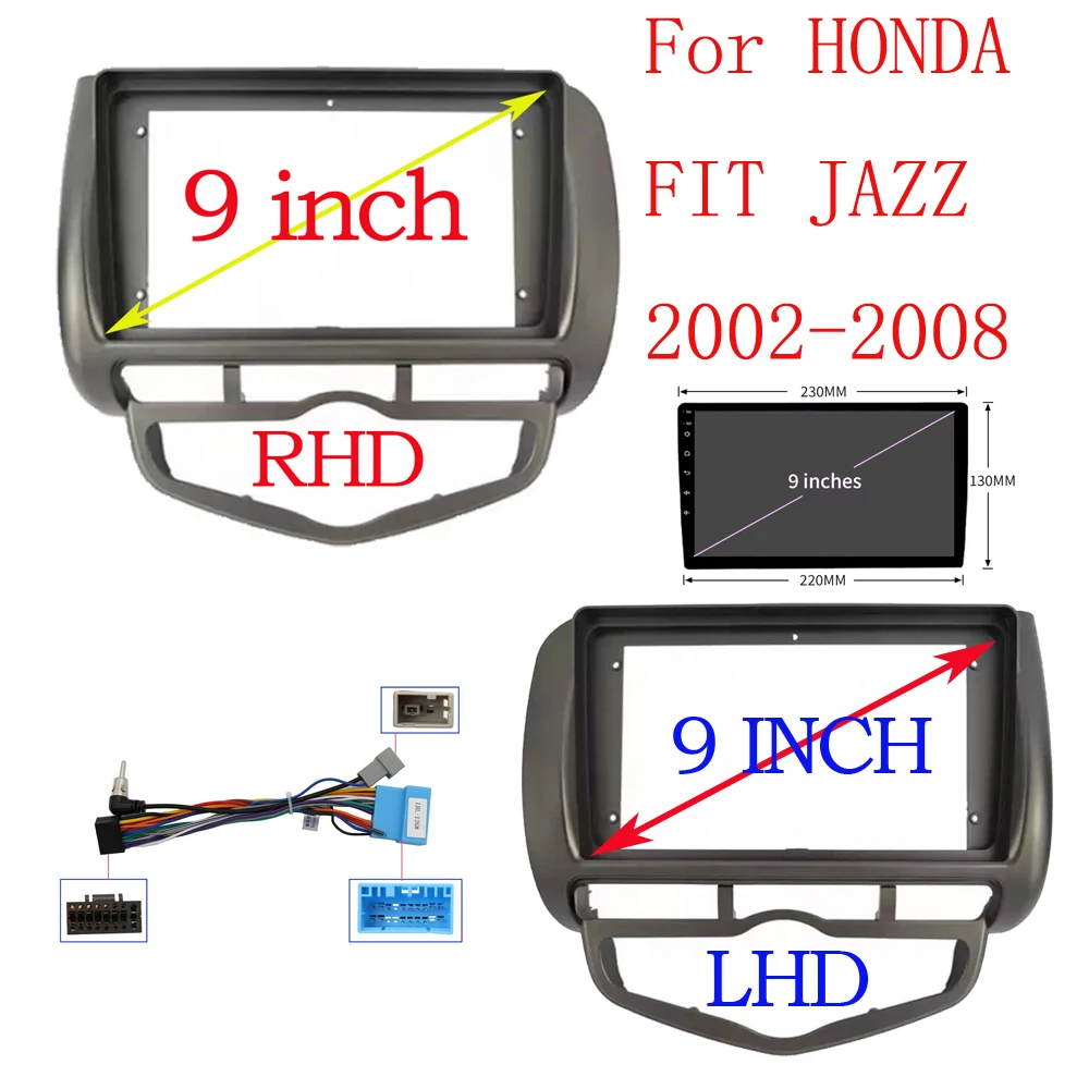 2 Din Car Radio Fascia For HONDA JAZZ CITY FIT 2002-2008 Auto Stereo Audio Player DVD Panel Dash Kit Frame Center Console Holder