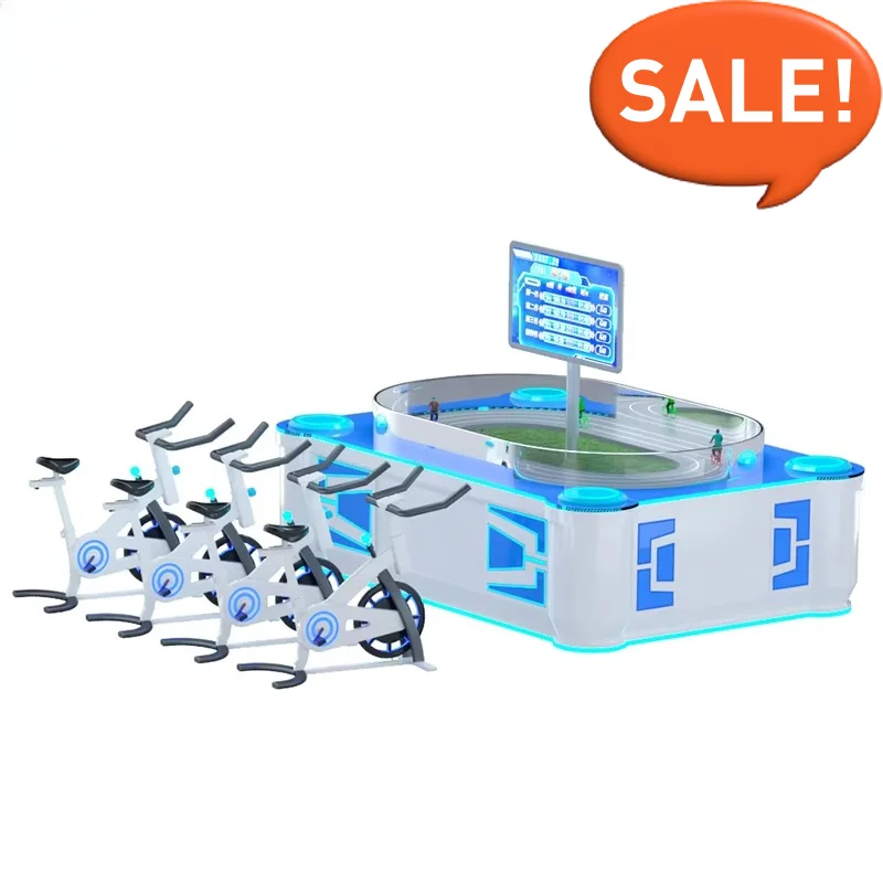 Indoor Amusement Multiplayer Interactive Sport Game Equipment Coin Operated 4 Players Racing Bicycle Game Machine Custom