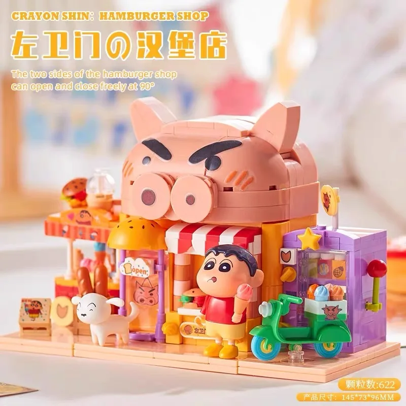 Original crayon shin-chan blocos de construção novo dos desenhos animados anime dobrar quebra-cabeça diy mini decorar modelo brinquedos das crianças presente da menina