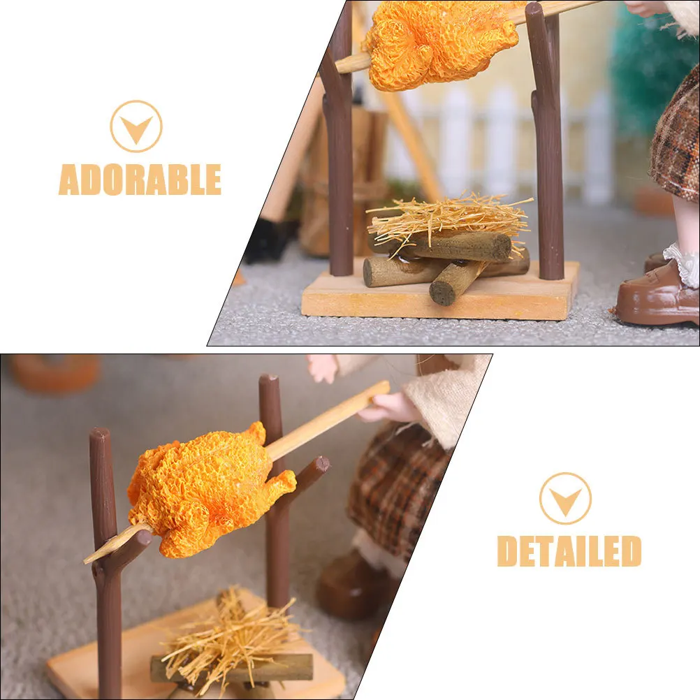 شواية شواء مصغرة دجاج مشوي صغير لتزيين الحديقة الخارجية ملحقات المطبخ التظاهرية دعائم صور الطعام للعب الواقعي