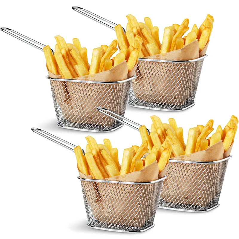 סלסילות טיגון מרובעות מיני 4 יחידות נירוста