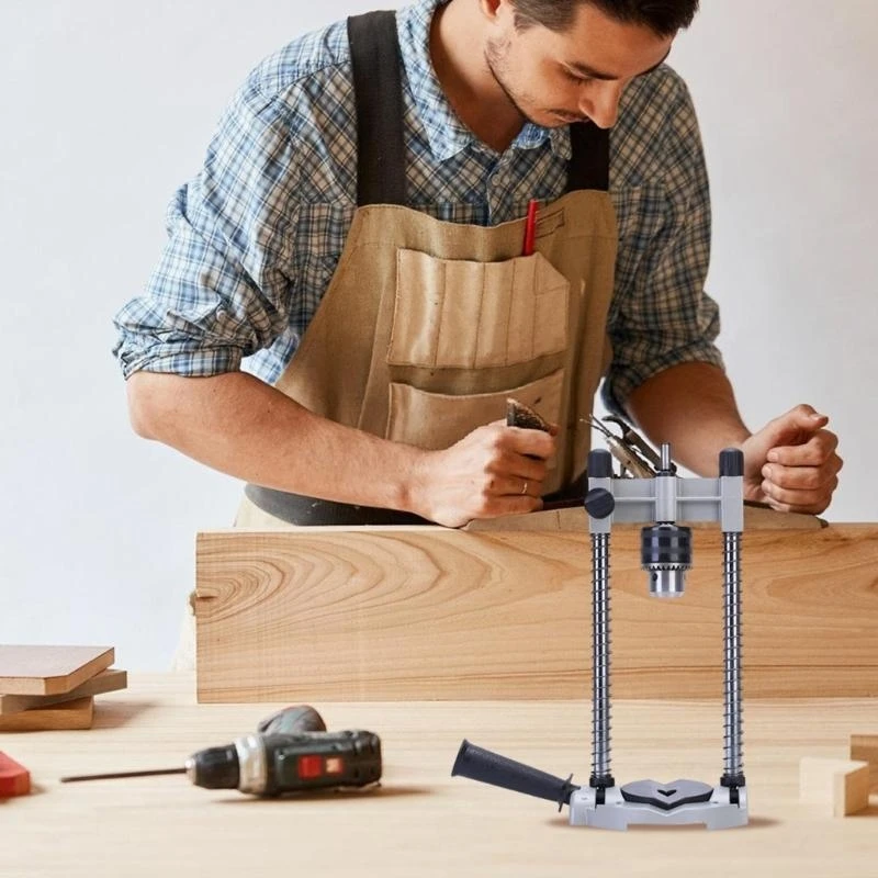 

Drill Holder Stand for Cordless Tool Providing 90 Degree Vertical Positioning and Easy Height Adjustment for DIY Project B03E