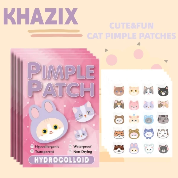 Salicylic Acid Acne Patches - Invisible & Cute Cat-Shaped Stickers to Fight Pimples and Soothe Skin
