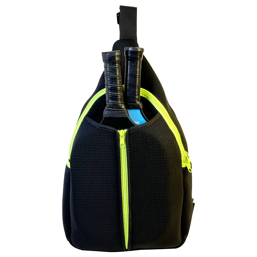 Pickleball Bag for Women & Men, Pickle Ball Shoulder Backpack - Upgraded Zippers, Large Capacity, Protable Adjustable Sling Bag