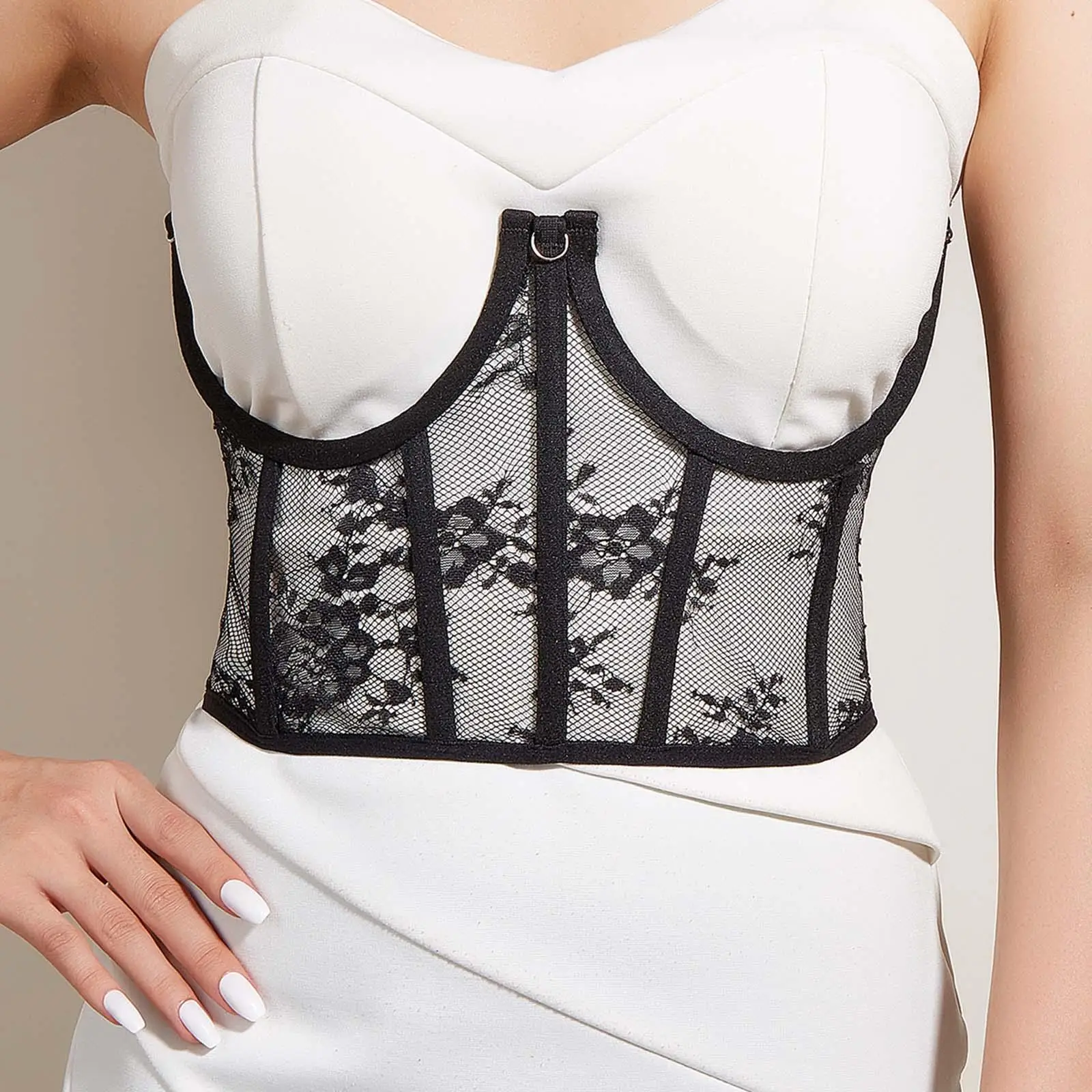 Women Lace Up Corset Adjustable Waist Belt Retro Fashion Bustier Body Accessory for Elegant Party Dresses