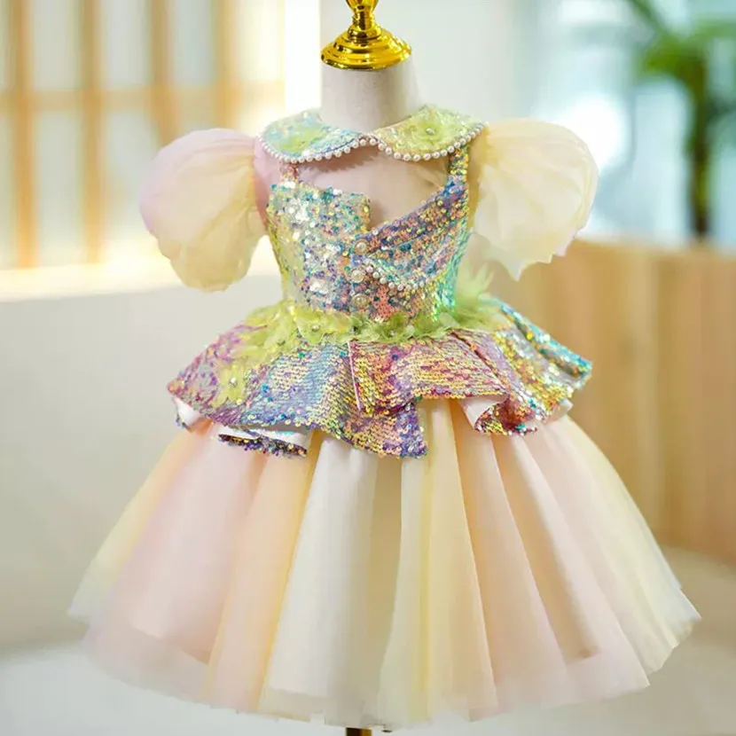 

Baby Spanish Lolita Princess Ball Gown Fashion Sequin Design Children's Birthday Baptism Party Easter Eid Dresses For Girl A2513