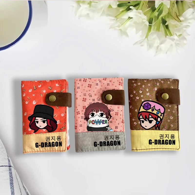 KPOP Idol G-DRAGON POWER Cartoon Card Holder High Quality INS Style Canvas Small Cards Storage GD BIGBANG Fans Gifts Collection